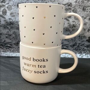 Indigo | Heart Patterned White Mugs Set - 2PC